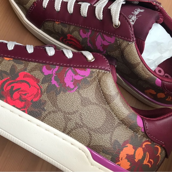 🌺 Coach Clip Low Top Sneaker In Signature Canvas With Floral Print - Picture 11 of 11